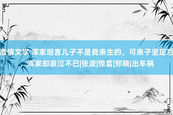 激情文学 浑家坦言儿子不是我亲生的，可亲子坚定后，浑家却哀泣不已|张波|惊雷|郑晓|出车祸